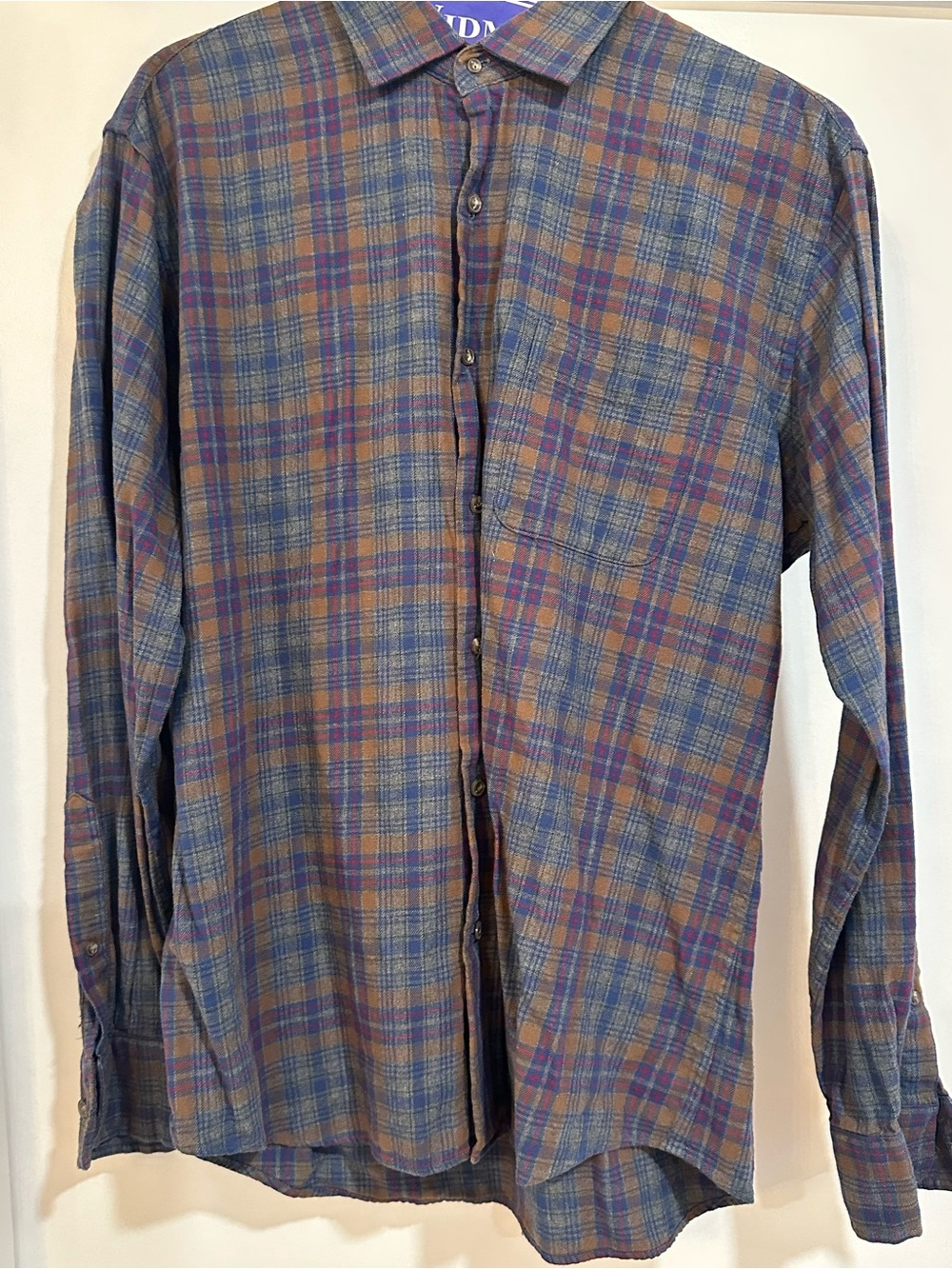 Peter Millar Men's Plaid Long-Sleeve Button-Up Shirt in Blue and Brown